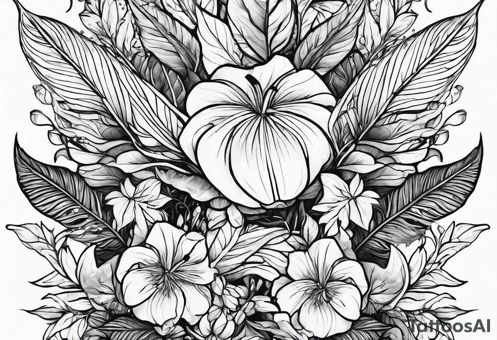 neo traditional foliage tattoo idea