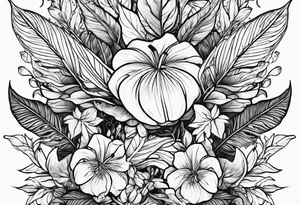 neo traditional foliage tattoo idea