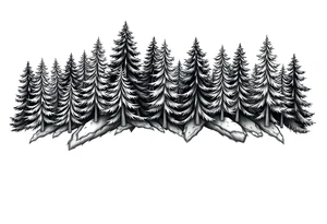 Coniferous forest tattoo sleeve black and gray tattoo idea
