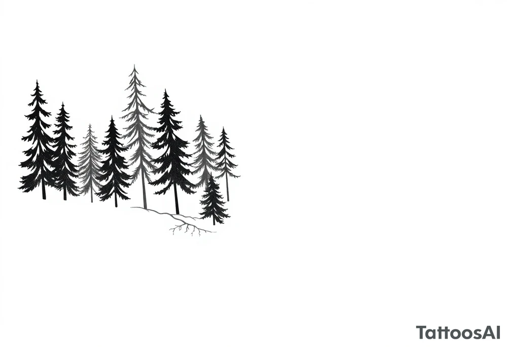 Coniferous forest tattoo sleeve black and gray tattoo idea Coniferous forest tattoo sleeve black and gray tattoo idea