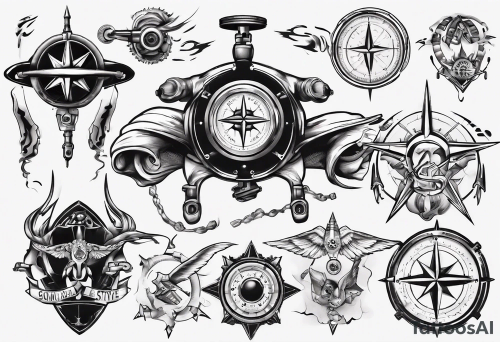 skydiving, shooting guns, compass, adventure tattoo idea skydiving, shooting guns, compass, adventure tattoo idea
