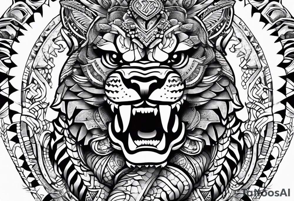 aztec snake sleeve tattoo idea