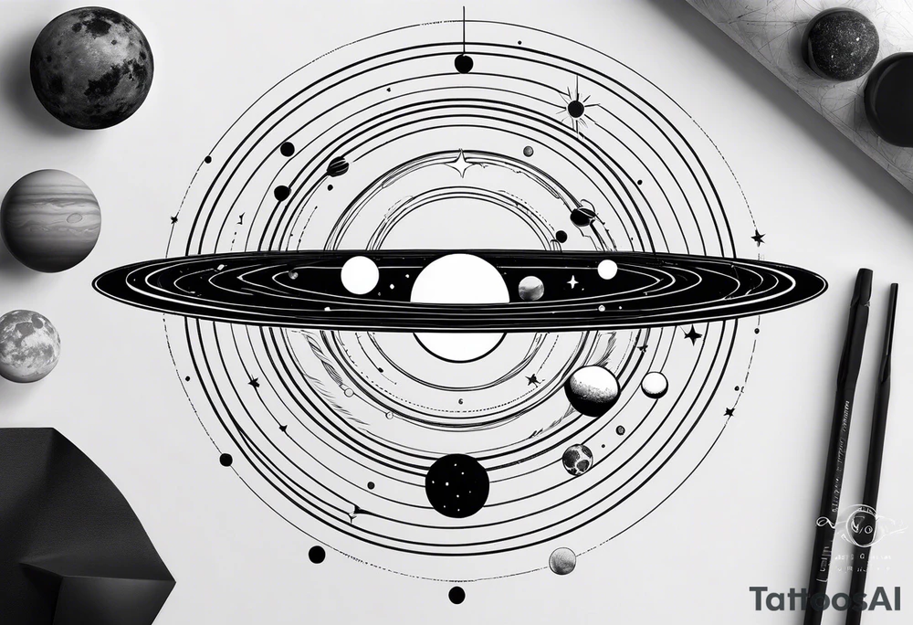 Minimalist representation of the solar system tattoo idea