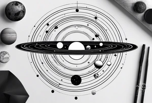 Minimalist representation of the solar system tattoo idea