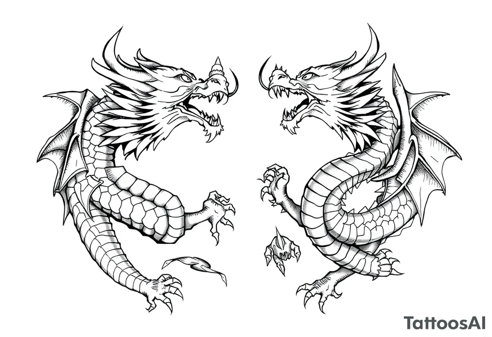 roaring dragons tattoo idea