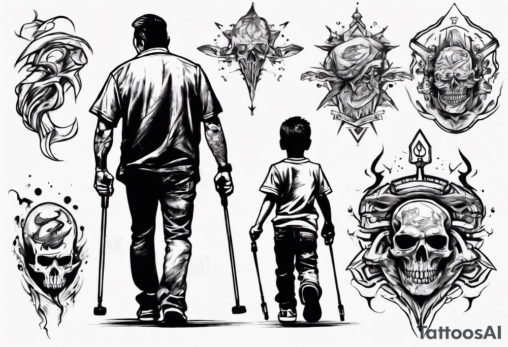 dad and son walks away tattoo idea