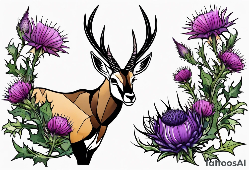 Springbok and scottish thistle tattoo idea