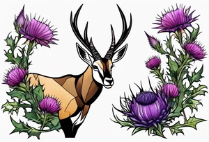 Springbok and scottish thistle tattoo idea