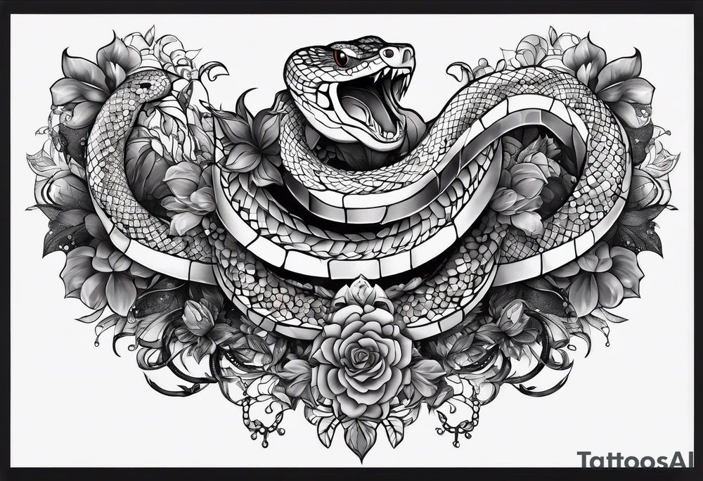 gemstone snake crystal body tattoo idea