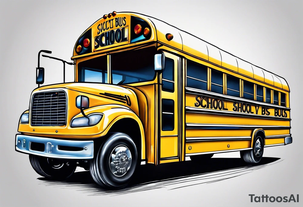 school bus with wings tattoo idea