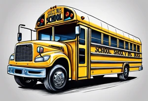 school bus with wings tattoo idea