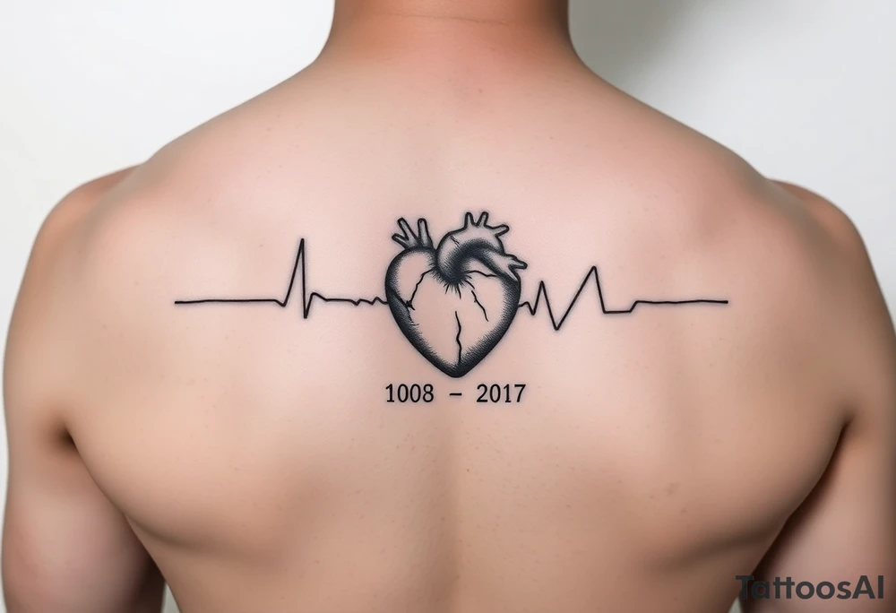 Small 
Heart beat with date of birth and date of death tattoo idea