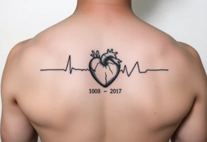 Small 
Heart beat with date of birth and date of death tattoo idea