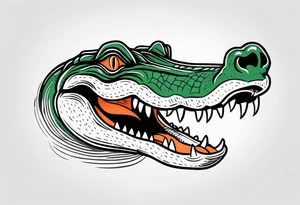 Alligator head with woman’s legs sticking out of its mouth tattoo idea