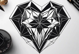 black hexagon diamond heart tattoo idea