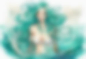 a mermaid emerging from the sea, turquoise hair, wearing a white robe, tattoo idea