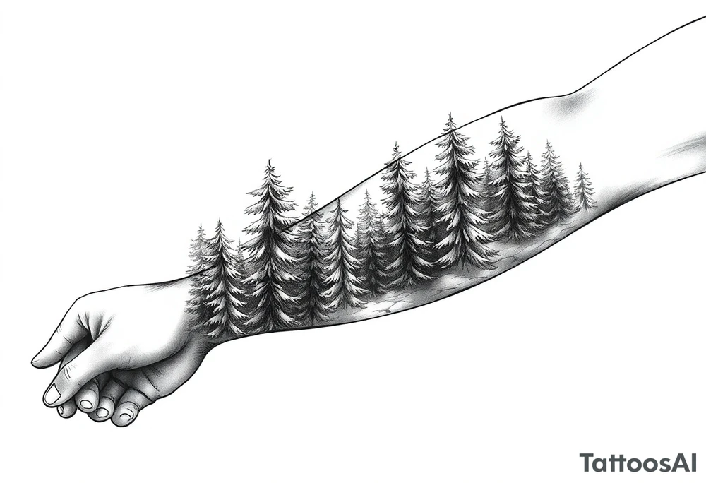 Coniferous forest forearm tattoo sleeve tattoo idea