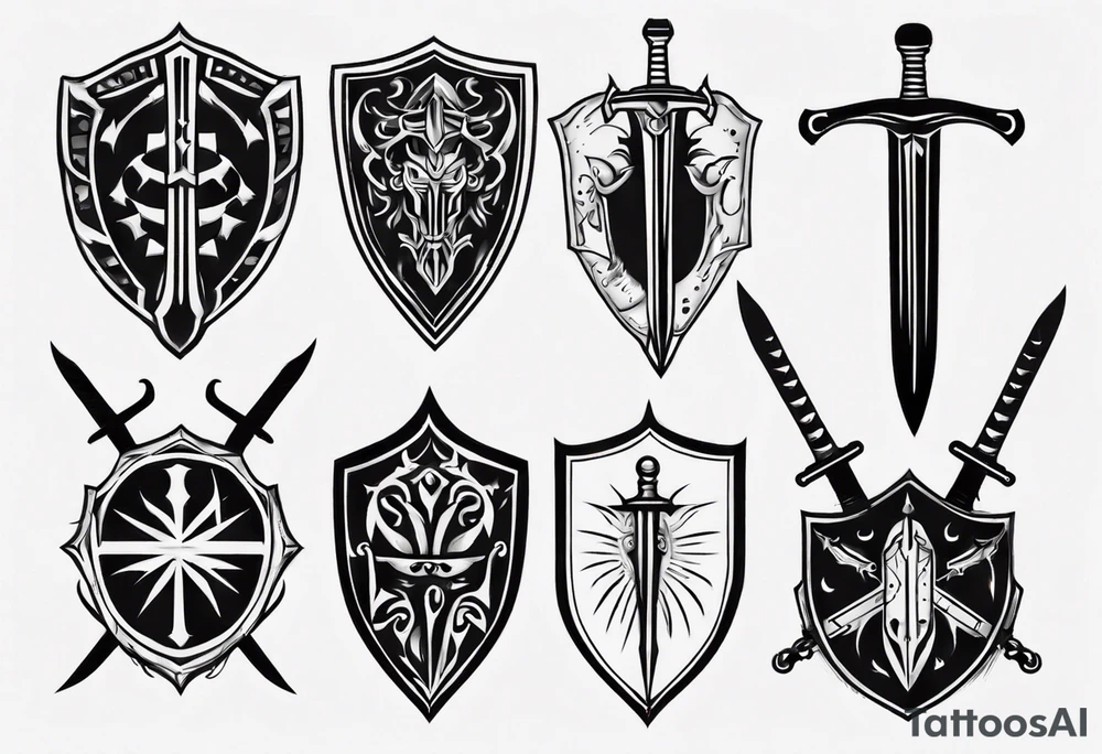 Sword and shield tattoo idea