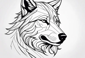 powerful majestic Wolf, close-up flash tattoo idea