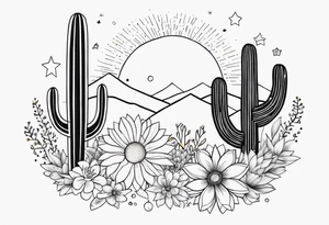 fine line with sun, stars, floral, dots, cactus
. Sternum tattoo tattoo idea