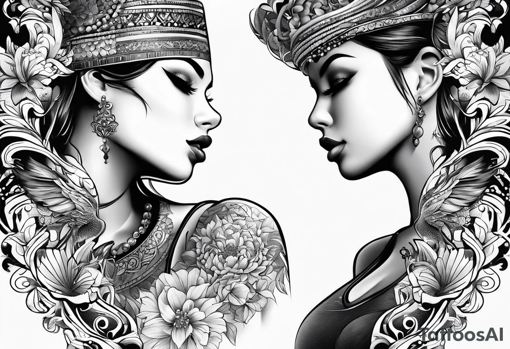 A pair of tattoos for a guy and a girl tattoo idea
