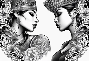 A pair of tattoos for a guy and a girl tattoo idea