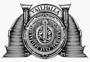 Valhalla  sword shield stairs tattoo idea