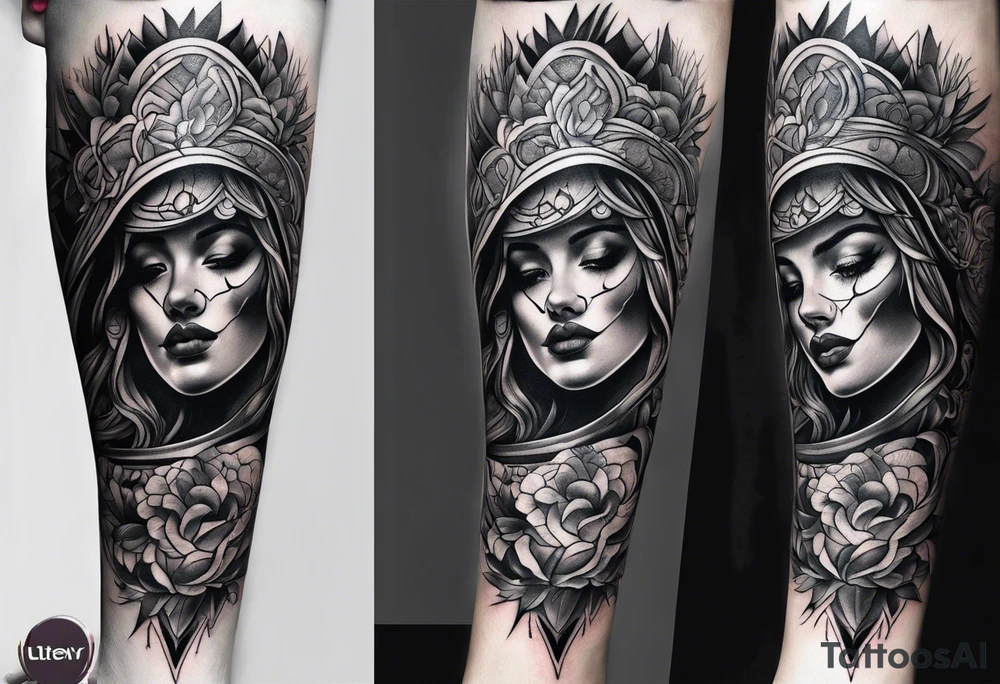 lower leg sleeve tattoo idea