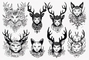 A cat with antlers tattoo idea