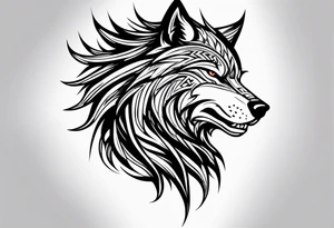 Side view Angry tribal  wolf tattoo idea