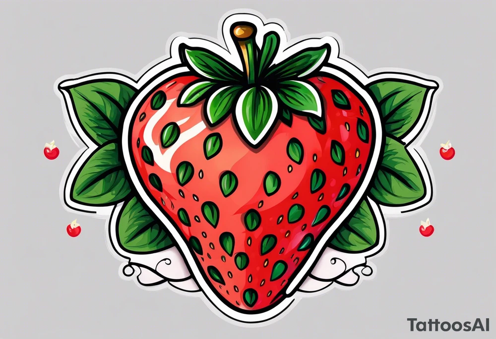 American traditional simple single  Strawberry Mom Banner tattoo idea