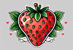 American traditional simple single  Strawberry Mom Banner tattoo idea