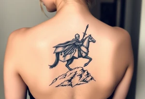 3d Powerful knight on the hillside tattoo idea