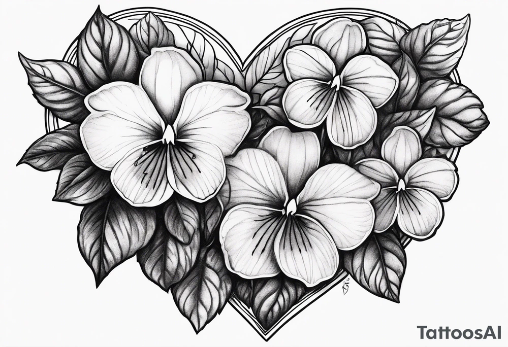 Heart made with violets tattoo idea
