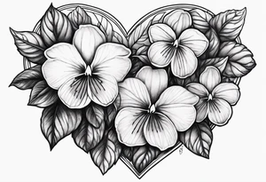 Heart made with violets tattoo idea