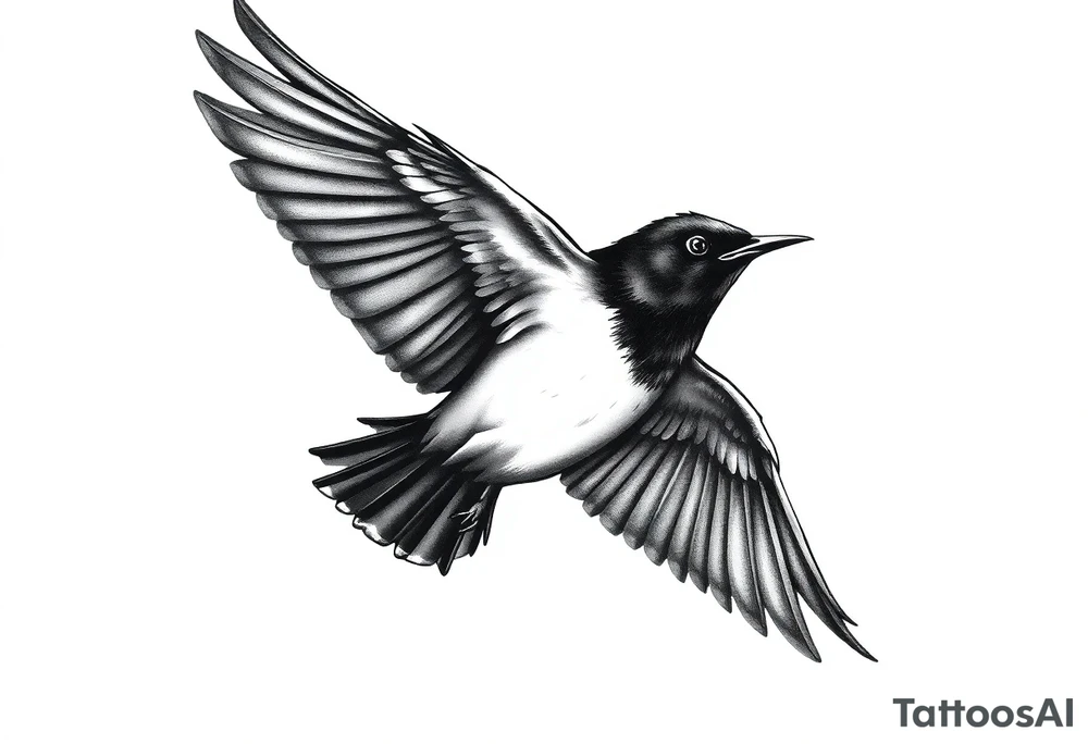 Male European Blackbird flying tattoo idea tattoo idea