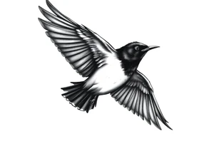 Male European Blackbird flying tattoo idea tattoo idea