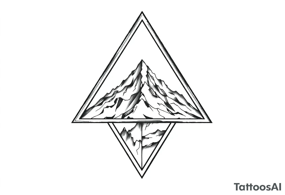 Triangle with mountain inside tattoo idea