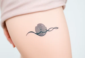 A fingerprint in dark teal and soft gray, shaped into a wave pattern, representing the flow of love over time tattoo idea