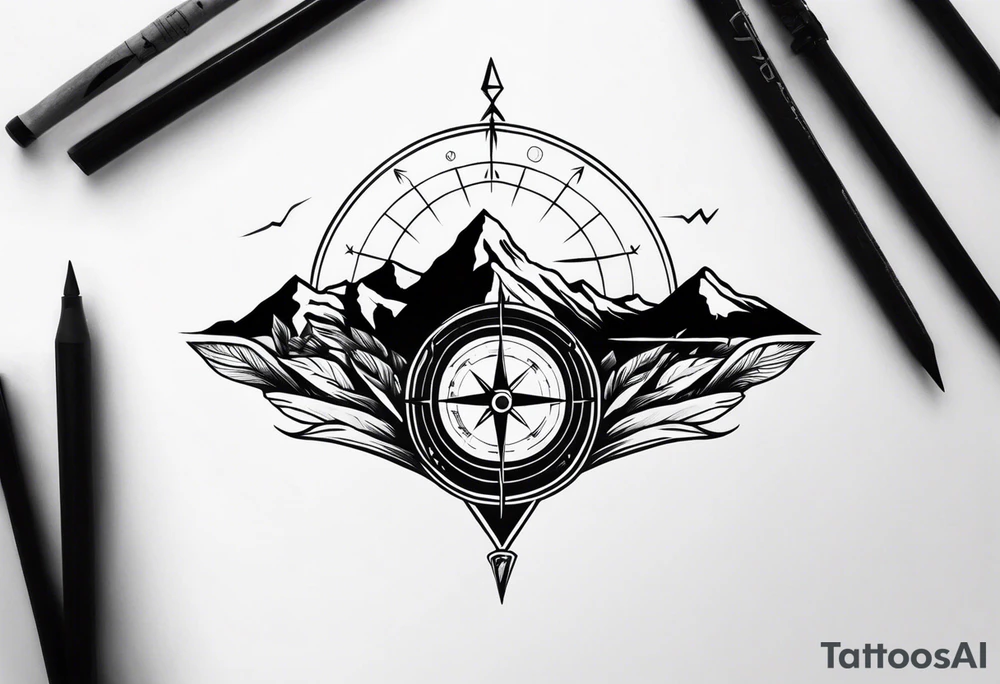 mountain and compass tattoo idea