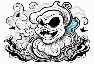 Ghost Genie made out of smoke coming out of a bong tattoo idea