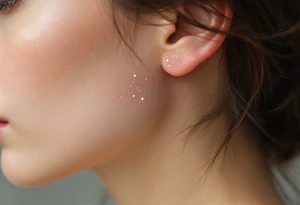 A subtle Sagittarius tattoo using only tiny white dots for stars, placed behind the ear. tattoo idea