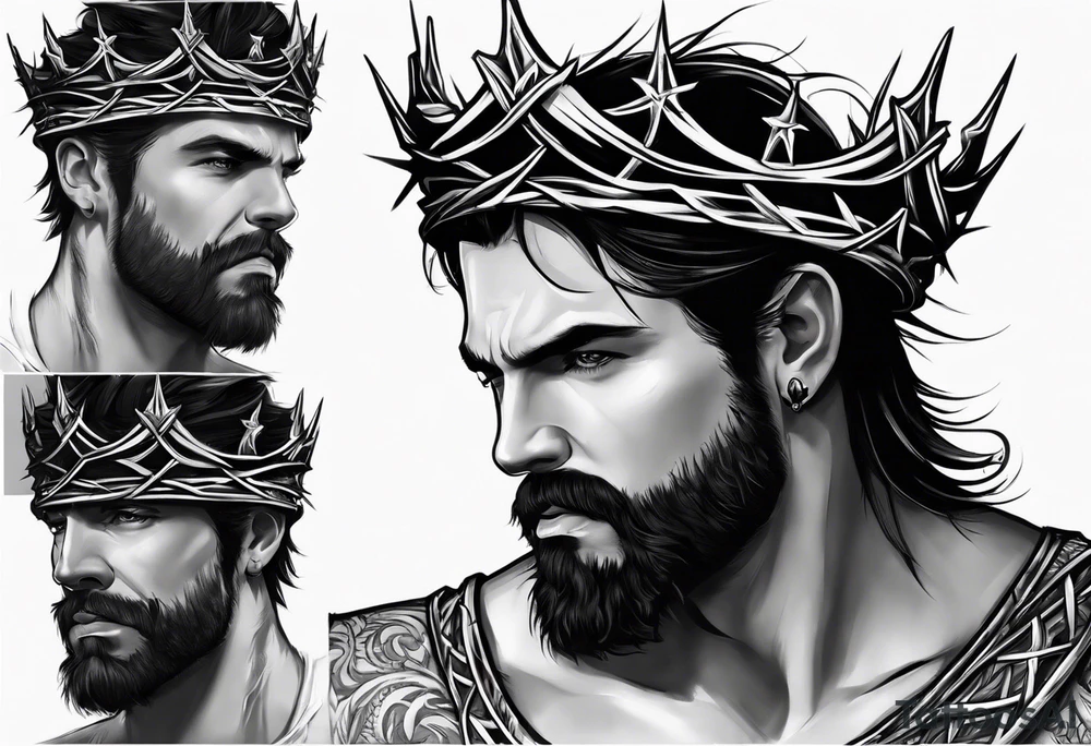 Crown of thorns with real crown as shadow tattoo idea