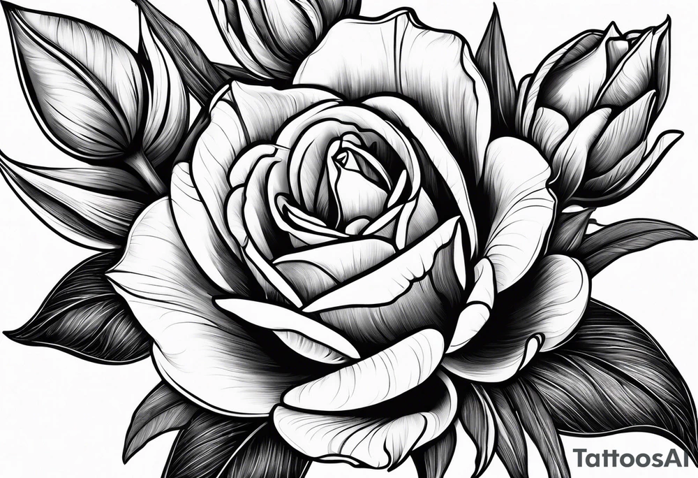 One tulip & one rose tattoo idea