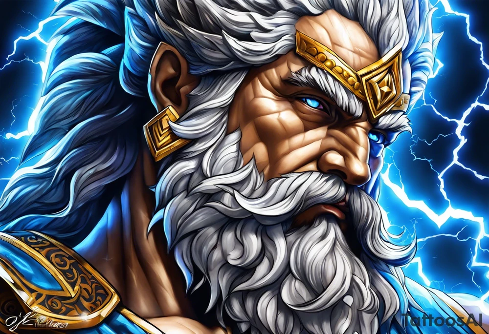 Zeus, blue lightning tattoo idea