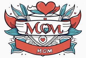 sailor style with word “mom” in a heart tattoo idea