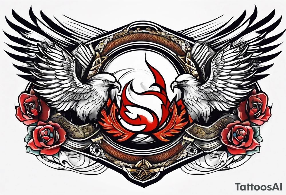 Jiu Jitsu belt colors on a goosexwing tattoo idea