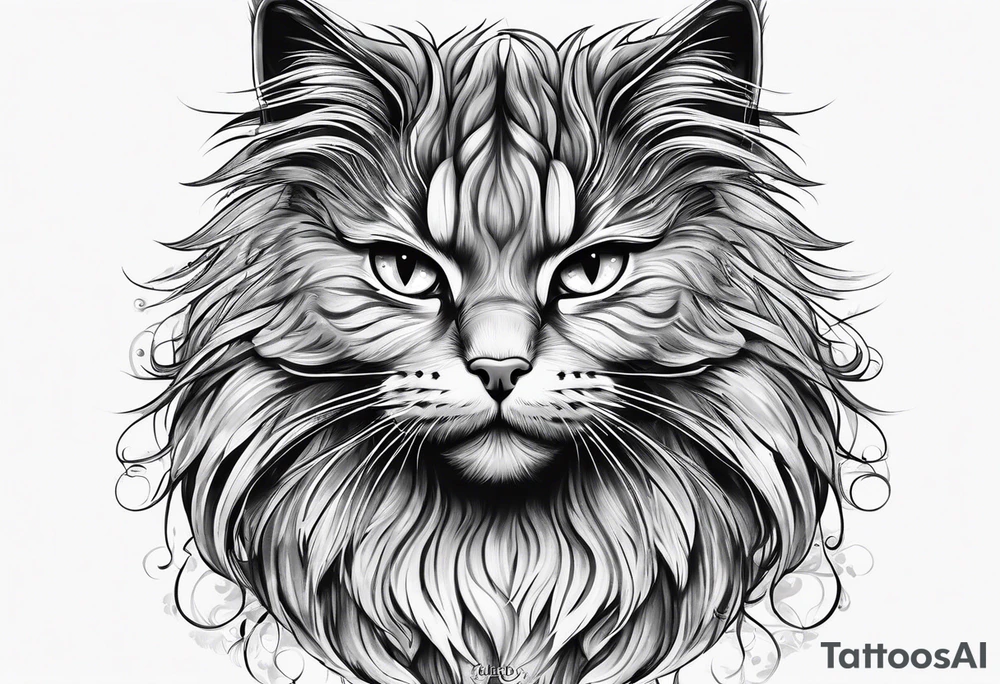 cute cat sketches without shading tattoo idea