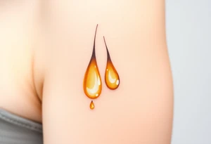 two teardrops cascading from the eyes, in shades of golden yellow and pale peach, symbolizing the quiet release of grief tattoo idea