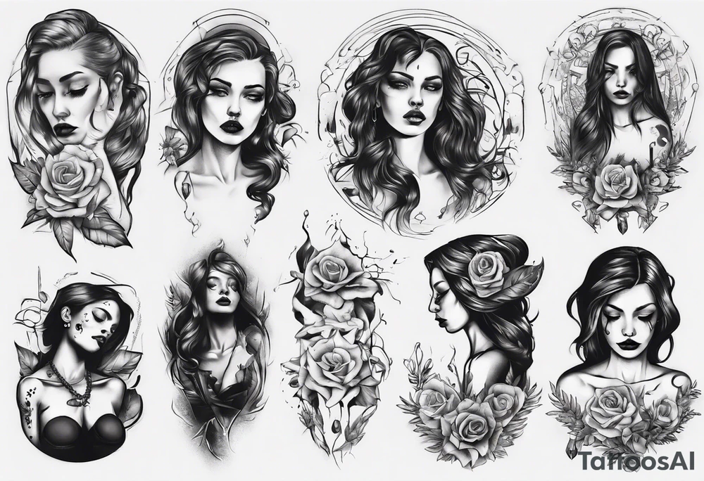 sad woman tattoo idea